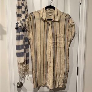 O'Neill Casual Beige and Navy Striped Shirt